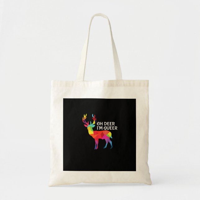 Tote Bag Oh Deer Queer Funny Pun LGBT Pride Design (Devant)