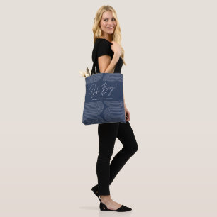 Tote Bag Oh garçon Baby shower géométrique marine bleu élég