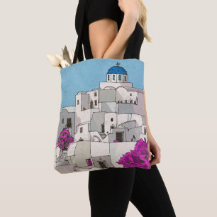 Tote Bag Oia Santorini Île Grèce Illustration lunaire