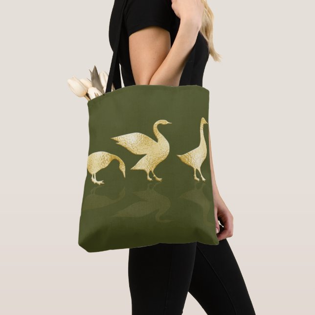 Tote Bag Oie d'huile d'or personnalisée Sage Green (De près)