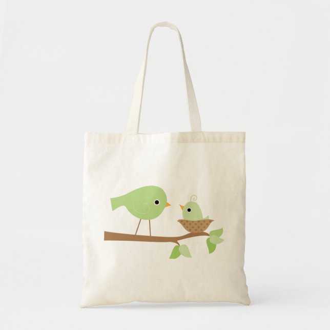 Tote Bag Oiseau de bébé vert (Devant)