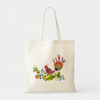 Tote Bag Oiseau décoratif avec fleurs et baies