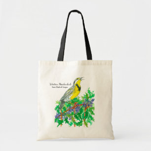 Tote Bag Oiseau des fleurs de l'Oregon de Meadowlark occide