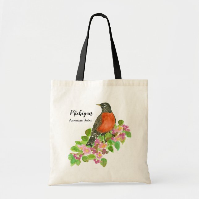 Tote Bag Oiseau d'État du Michigan Robin américain (Devant)