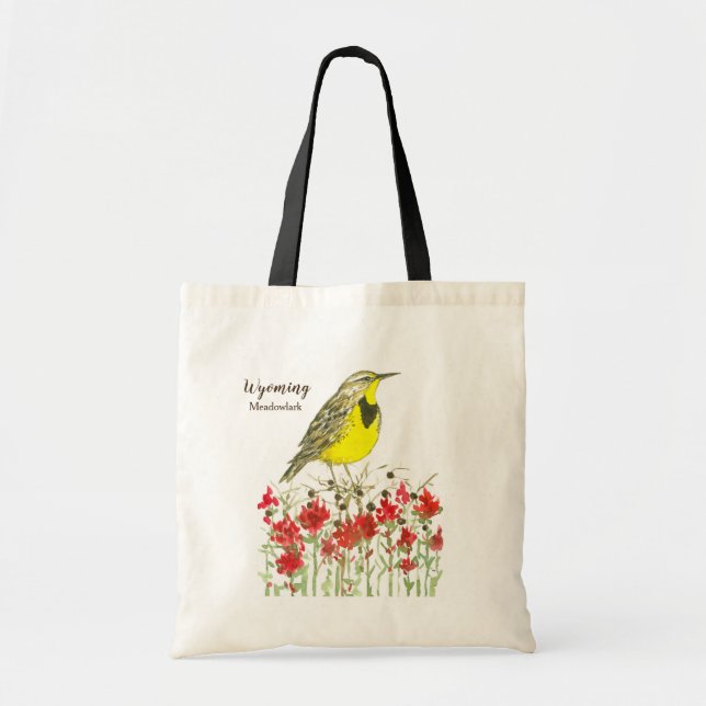 Tote Bag Oiseau d'État du Wyoming Meadowlark Aquarelle (Devant)