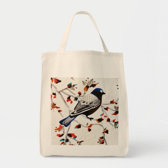 Tote Bag Oiseau d'hiver Gold Rustic (Devant)