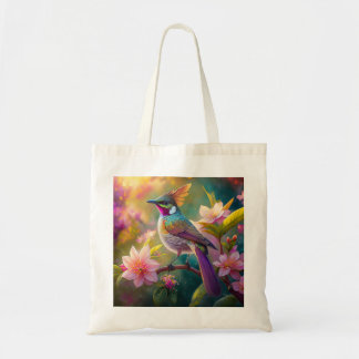 Tote Bag Oiseau d'Imaginaire à arc-en-ciel orangé