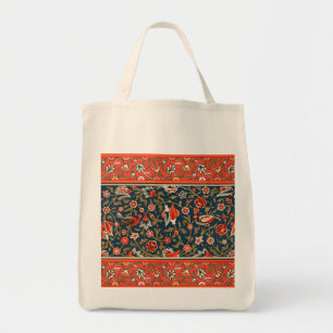 Tote Bag Oiseau et fleurs Perse Motif bleu rouge