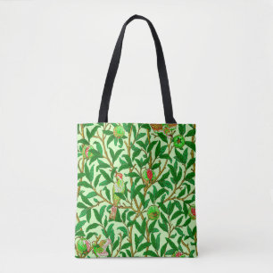 Tote Bag Oiseau et grenade Art Nouveau, Vert citron