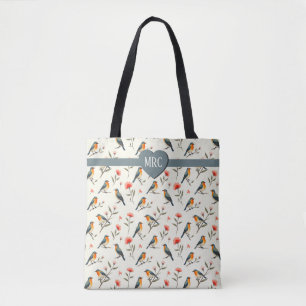 Tote Bag Oiseaux chanteurs et fleurs