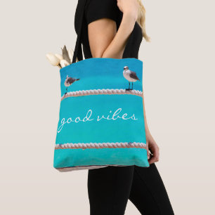 Tote Bag Oiseaux de mer Turquoise Océan Photo Good Vibes