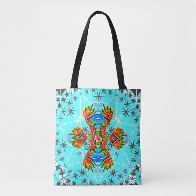 Tote Bag Oiseaux de paradis hawaïens (bleu) (Devant)