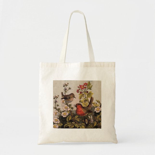 Tote Bag Oiseaux de printemps Robin Oiseaux rouges (Devant)