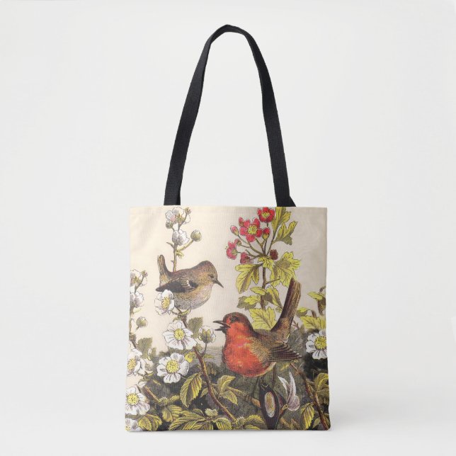Tote Bag Oiseaux de printemps Robin Oiseaux rouges (Devant)