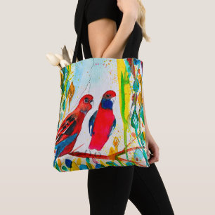 Tote Bag Oiseaux de Rosella dans l'art de l'aquarelle des a