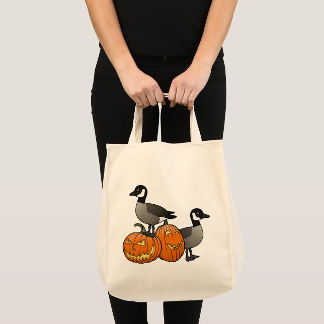 Tote Bag Oiseaux d'Halloween du Canada avec Jack-o-lanterne (Devant (produit))