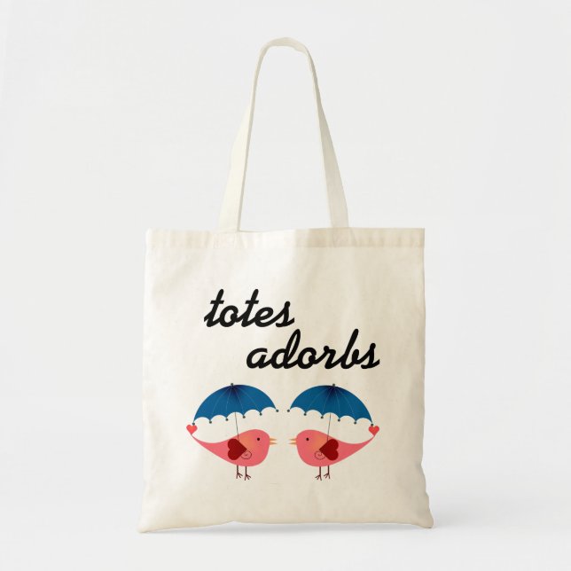 Tote Bag Oiseaux et parapluies mignons d'Adorbs (Devant)