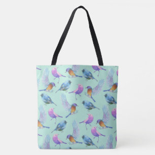 Tote Bag Oiseaux exotiques sauvages Motif d'aquarelle