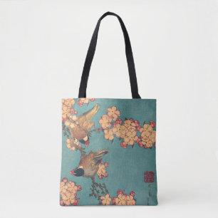 Tote Bag Oiseaux Fleurs Hokusai Art Japonais