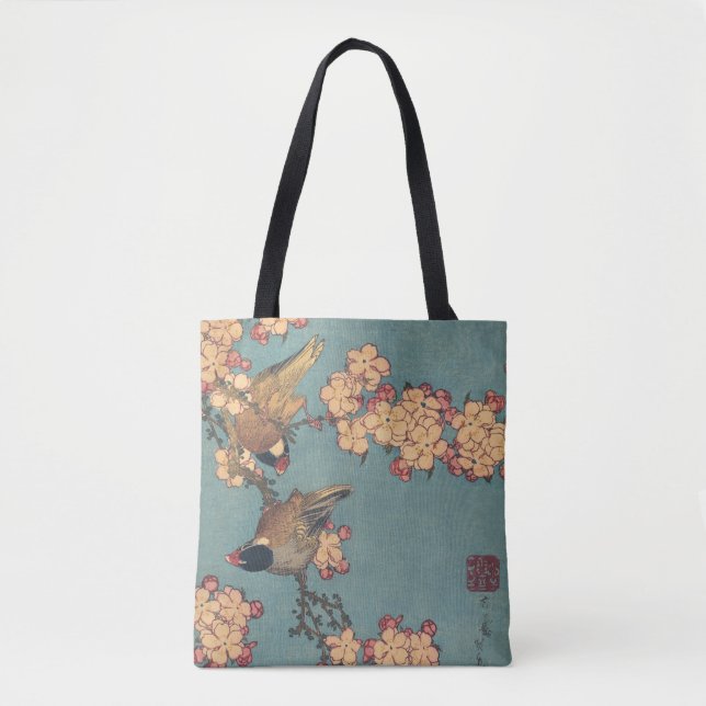 Tote Bag Oiseaux Fleurs Hokusai Art Japonais (Devant)