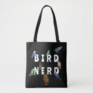 Tote Bag OISEAUX NERD, perroquets, hibou, pigeons, kookabur