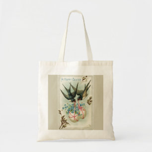 Tote Bag Oiseaux vintages transportant des oeufs de Pâques