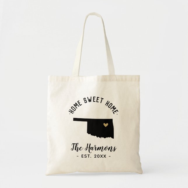Tote Bag Oklahoma Home Sweet Home Famille Monogramme (Devant)