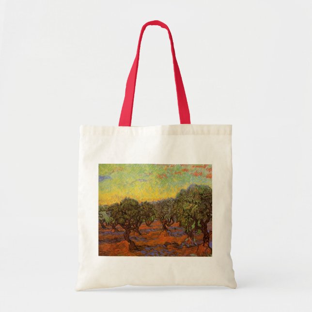 Tote Bag Olive Grove, Ciel orange par Vincent van Gogh (Devant)