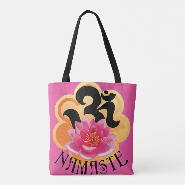 Tote Bag Om Namaste partout sur Fourre-tout imprimé (Dos)