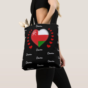 Tote Bag Oman Flag & Heart, Oman Flag fashion/sport