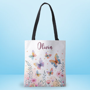 Tote Bag Ombre à papillon d'aquarelle de charme