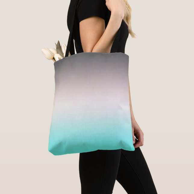 Tote Bag Ombre gris turquoise (De près)