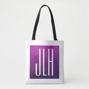 Tote Bag Ombre violet et initiales blanches ou autre texte