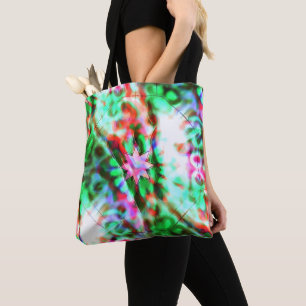 Tote Bag Ombres étoilées sur des taches vertes fleuries, ro
