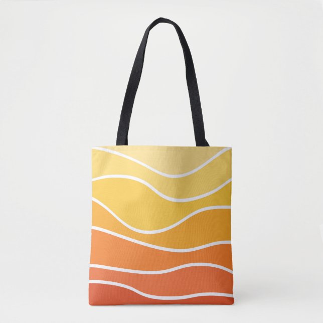 Tote Bag Ondes de style rétro jaune et orange (Devant)