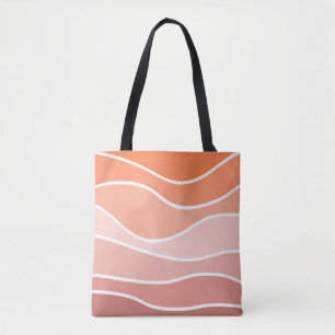 Tote Bag Ondes de style rétro rose et orange