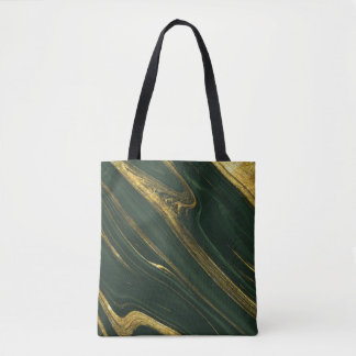 Tote Bag Onyx Vert Luxueux : Marbre D'Or.