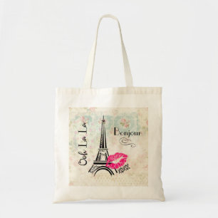Tote Bag Ooh La La Paris Tour Eiffel sur Motif Vintage