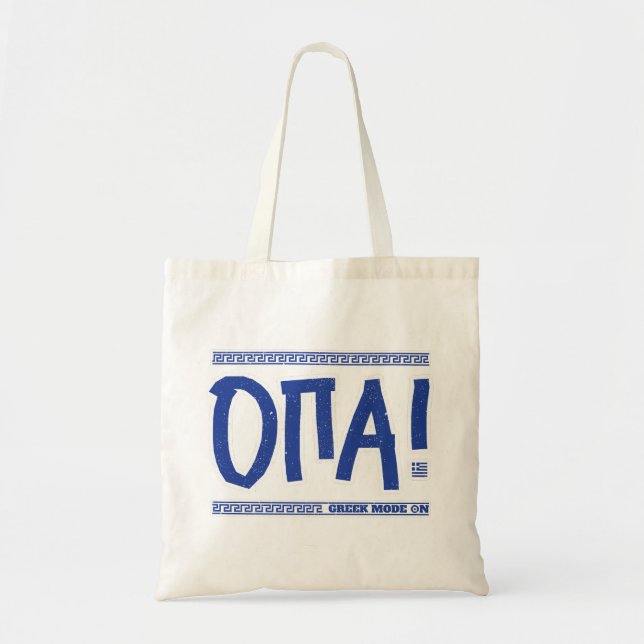 Tote Bag OPA ! Mode Grec Activé : Funny Grèce Souvenir (Devant)