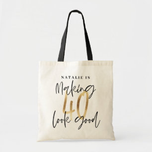 Tote Bag Or moderne 40e anniversaire personnalisé chic