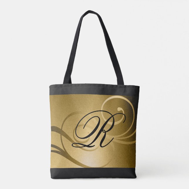 Tote Bag Or Ombre Swirl Design avec Monogramme (Dos)
