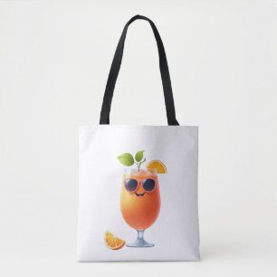 Tote Bag Orange Amusant Vacances joyeuses Fête de Boissons