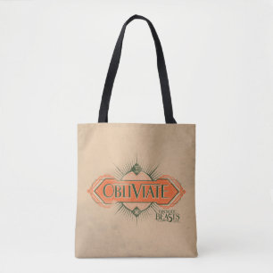 Tote Bag Orange Art Déco Obliviate Spell Graphisme
