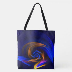 Tote Bag Orange bleu forme tourbillon Abstrait