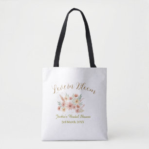 Tote Bag Orange boho amour en fleurs nom de baby shower rét