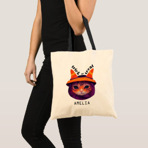 Tote Bag Orange Chat Imaginaire Trick Treat Halloween