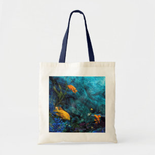 TOTE BAG ORANGE FISH BLUE OCEAN