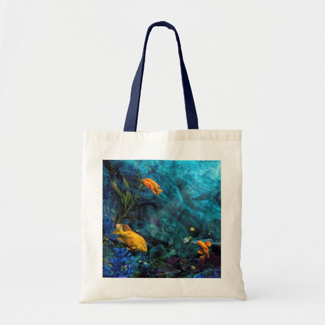 TOTE BAG ORANGE FISH BLUE OCEAN (Devant)