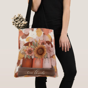 TOTE BAG ORANGE GOLD & BEIGE SPLASHES & DONNEZ DES MERCI DE