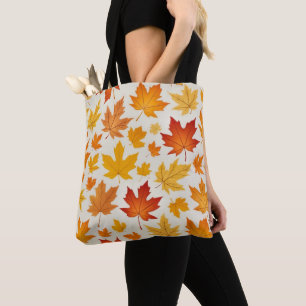 Tote Bag Orange Jaune d'automne Feuille Motif